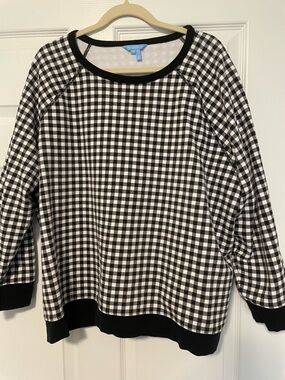 Draper James Black & White Gingham Sweatshirt